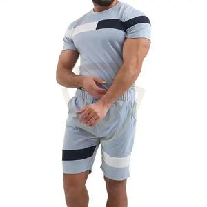 Ensemble de shorts d'été pour hommes en coton 100% sur mesure, t-shirt à manches courtes uni pour hommes avec ensemble de shorts - Product Image 5