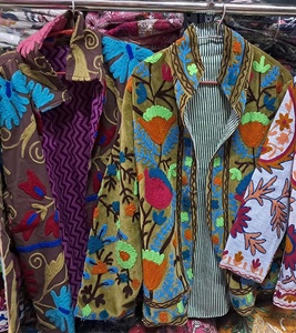 Cotton Handmade Suzani Embroidery Jacket, Kimono, <b>Beach</b> Short Kimono <b>Coat</b>, Cotton Quilted Short Jacket, Boho Jacket GC-AP-1509 - Product Image 1