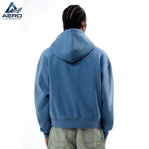 Sudadera con capucha y cremallera para hombre, personalizada, con parche de letras desgastadas y aplique de borde sin rematar, de forro polar, el mejor producto de 2026 - Product Image 4