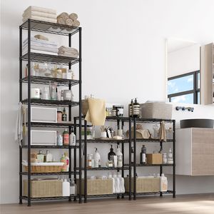 Scaffalatura Metallica a 8 Ripiani per Garage, Unità di Stoccaggio con Ruote da 200 cm di Altezza, Capacità 726 kg, Spazio di Archiviazione Regolabile Certificato NSF - Product Image 5