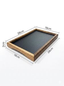 Plateau de service rectangulaire en bois d'acacia et ardoise noire pour charcuterie, fromages, pains et desserts, idéal pour les réceptions - Product Image 2