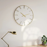 Jam Dinding Minimalis Bulat Berlapis Emas Desain Analog Quartz untuk Dekorasi Ruang Tamu dengan Harga Terbaik