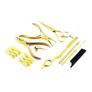 Professional Gold Pro Hair Extensions Tools Kit Micro Link <b>Beading</b> Set Plier Stainless Steel Hair Extension Pliers Loop <b>Needle</b> - Product Image 3