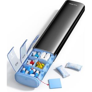 Portapillole Settimanale in Metallo Grande Capacità, Antiumidità con Coperchi Ermetici, Ideale per Viaggi, con Camera Essiccante Integrata - Product Image 1