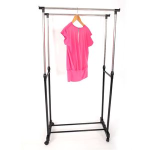 Appendiabiti YJ 03 Nero e Argento con Ripiano per Scarpe, Doppia Barra Verticale e Orizzontale Estensibile, Prodotto di Qualità Premium - Product Image 1