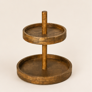 Solid Mango Wood 2-Tier <b>Cake</b> <b>Stand</b> Round Cupcake Tower & Dessert Display Server for Wedding Party and Home Decor Tableware - Product Image 4