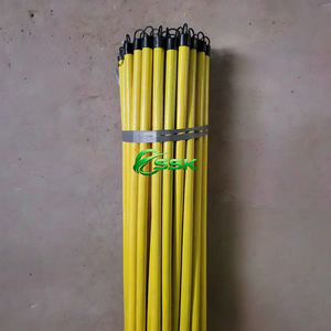 Manche de balai en bois d'eucalyptus droit de haute qualité, écologique, avec tête de balai en PVC coloré, 120 cm, poils rigides, compétitif - Product Image 1