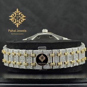 Montre de plongée mécanique analogique Ice Cubed avec incrustation de diamants, bracelet en acier inoxydable doré/argenté de 20 mm pour homme, bijoux de mode - Product Image 2