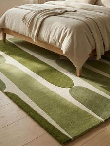 Alfombra Moderna Hecha a Mano con Mechones de Lana, Antideslizante, de Pelo Medio, con Patrón Geométrico Abstracto Verde, Alfombra Suave de Primera Calidad para Sala de Estar - Product Image 5