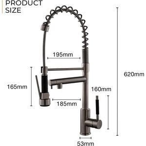 Grifo de Cocina Moderno con Rociador Extraíble de 2 Funciones, Llenador de Ollas, Arco Alto, Monomando, Acabado Pulido - Product Image 2