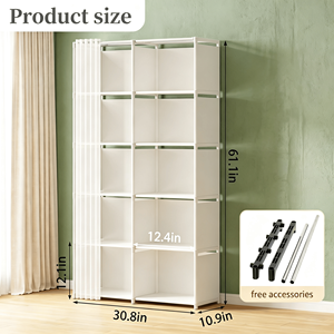 Organizzatore a 10 cubi con tenda, armadio modulare fai-da-te, scaffalatura autoportante con struttura in metallo - Product Image 2