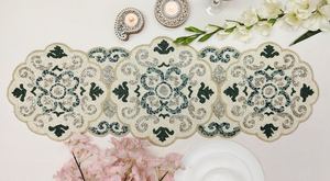 Handmade Embedded Luxury Design Customizable Shape Green Leaf Pattern Eco-Friendly Lightweight Durable <b>Adjustable</b> <b>Table</b> Mat - Product Image 3
