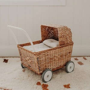 Four-wheeled stroller light-colored rattan cover Handmade Storage Basket Wholesale eco-friendly Made in Vietnam Ready to stock - Product Image 5