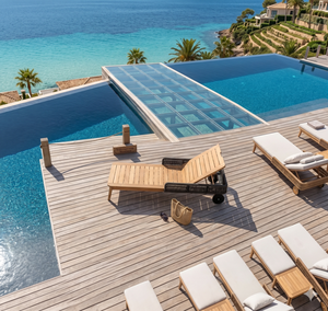 Chaise longue de luxe en teck pour extérieur, lit de jardin moderne, lit de soleil en corde synthétique, mobilier de patio inclinable pour plage et piscine - Product Image 3