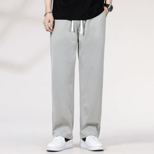 Pantalon de survêtement de luxe pour homme, coupe ample, en coton sergé fin, élégant, personnalisé, décontracté chic, avec poches latérales - Product Image 1