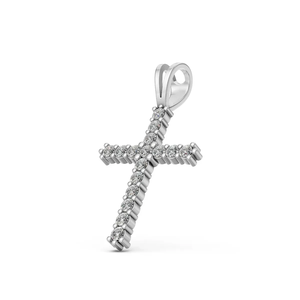 Lab Grown Diamond Cross Pendant <b>Necklace</b> 14KT Yellow Gold Rhodium Plated Brilliant Cut IGI Certified Trendy Religious Jewelry - Product Image 4