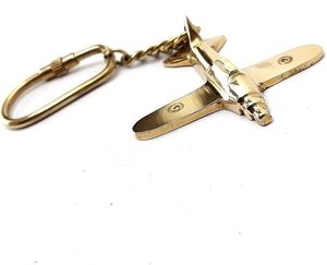 Porte-clés vintage en laiton en forme d'avion, finition or antique, porte-clés décoratif en métal pour avion nautique - Product Image 4