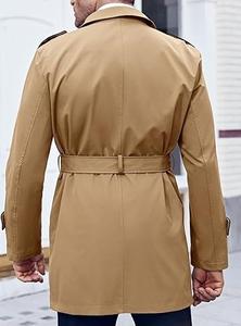 Manteau long pour homme, trench-coat surdimensionné, longueur au sol, vêtement d'extérieur chaud pour l'hiver, trench-coat uni, tricoté, coupe-vent, en laine, respirant - Product Image 4