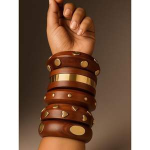 Collection de bijoux ethniques traditionnels pour femmes Premium RR Enterprises India, clous en bois faits à la main, bracelets, accessoires de mode - Product Image 1