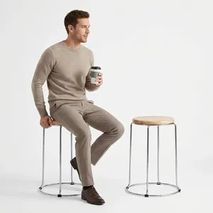 Modern Round Wood Top <b>Bar</b> <b>Stool</b> with Metal Frame Indoor Furniture Decor Durable <b>High</b> Quality Fast Delivery Living Room Seating - Product Image 5