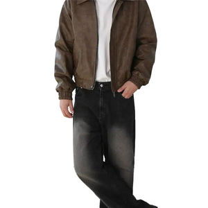 MEESAM LEATHER HOSIERY Jeans de mezclilla unisex 100% algodón de secado rápido, cintura alta, peso pesado, estilo vintage, corte regular, rectos, con relieve - Product Image 5