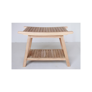 Élégant tabouret d'été en teck, idéal pour la salle de bain, mesures 61 x 42 x 45 cm ; le bois durable et résistant à l'eau offre un style élégant. - Product Image 2