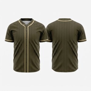 Camiseta de Béisbol para Hombre, a Rayas, con Botones, Manga Corta, Transpirable, de Poliéster, Uniforme, para Adultos, Todas las Temporadas, Personalizable para Equipos - Product Image 2