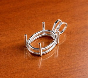 Handmade 925 Silver 8x10mm Oval 4 Prong Semi Mount Charm Pendant Empty Stone Setting DIY Keepsake Resin Filling Jewelry Findings - Product Image 4
