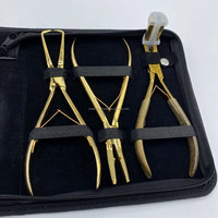 Kit d'outils Microlink Premium, Pince à extensions de cheveux adhésives couleur or avec étui, Boucle de tirage pour extensions de cheveux avec logo personnalisé