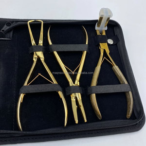 Kit d'outils Microlink Premium, Pince à extensions de cheveux adhésives couleur or avec étui, Boucle de tirage pour extensions de cheveux avec logo personnalisé - Product Image 3