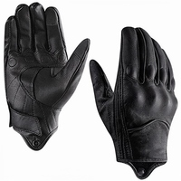 Gants de course en cuir à doigts entiers, noirs avec surpiqûres rouges, respirants, antidérapants, fermeture auto-agrippante pour la conduite et l'utilisation en extérieur - Product Image 4