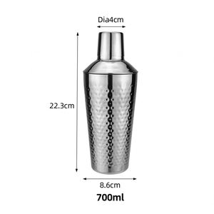 เชคเกอร์บาร์สเตนเลสสตีลแบบมีที่กรองในตัว ขนาด 700 มล. ยี่ห้อ Creative Hammered สำหรับบาร์เทนเดอร์ ใช้ผสมเครื่องดื่มค็อกเทล รุ่น Cobbler Shaker - Product Image 2