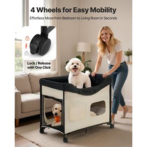 XL lettino rialzato per animali domestici letto pieghevole a castello con ruote e borse laterali Comfort per il tuo amico peloso - Product Image 5