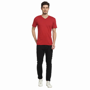 T-shirt col V personnalisé de haute qualité pour homme – Décontracté, uni, basique, grande taille, pull-over - Product Image 2