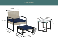 Ensemble de meubles de jardin en rotin PE de style moderne BeNK de haute qualité, 4 pièces, pour hôtel, appartement, salon, cour