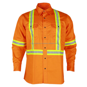 Camisa de Trabajo de Seguridad de Manga Larga, Fluorescente, Transpirable e Impermeable, de Algodón, para Construcción - Product Image 2