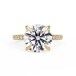 Anillos de lujo con halo oculto, oro sólido de 14K, diamantes cultivados en laboratorio con corte redondo certificados por IGI, anillos de compromiso de 1.50ct-5.50ct, anillos solitarios. - Product Image 5