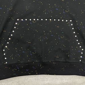 Sweat à capuche pour homme noir 2026, surdimensionné, style Y2K, effet galaxie, orné de strass arc-en-ciel et de détails de poches scintillantes, HD - Product Image 5