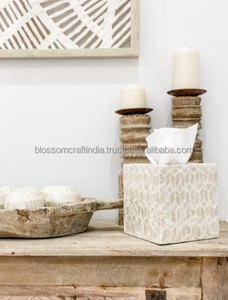 Boîte à mouchoirs artisanale haut de gamme en nacre, avec incrustation décorative en coquillage, couvercle rectangulaire pour salon, chambre et hôtel - Product Image 3