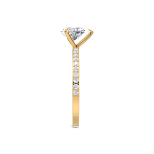 Bague de fiançailles en diamant de laboratoire taille poire 1 carat certifié IGI pour femme, en or jaune, blanc et rose 18 carats, avec pavé, pour mariage - Product Image 3