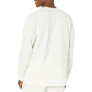 <b>Mens</b> Solid Long Sleeve Oversized Jersey <b>T</b>-<b>Shirt</b> Organic Cotton Breathable Midweight Crew Neck Tee Eco-Friendly Relaxed Fit - Product Image 2