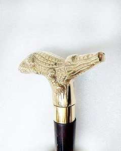 Chausse-pied long vintage avec poignée tête de cheval, finition laiton et manche en bois - Product Image 3