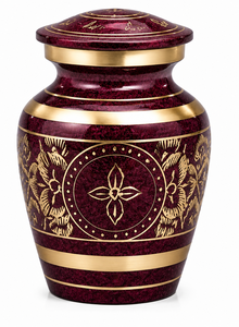 New Design Golden Flower Engraved Red Colour Brass Eco-Friendly Mini <b>Keepsake</b> Urn for Storage Funeral <b>Ashes</b> - Product Image 6