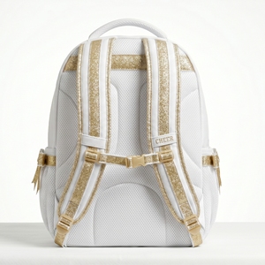 Mochila Personalizada de Animadoras en Oro Blanco con Lazo de Estrella Brillante y Bordado, Logotipo de Equipo al por Mayor, Bolsa de Equipo OEM - Product Image 3