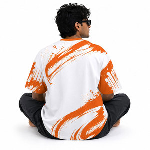 T-shirt surdimensionné en polyester/coton 220g imprimé sérigraphié sur mesure, haute qualité, épaules tombantes, pour hommes et femmes, style streetwear - Product Image 5
