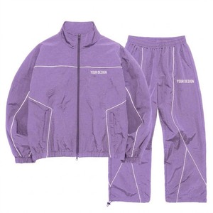 OEM Unisex Adults Custom Logo Zip Breathable <b>Nylon</b> Jacket Top Flared Sweatpants Two Piece Sets Windbreaker Tracksuit <b>Jogger</b> - Product Image 2