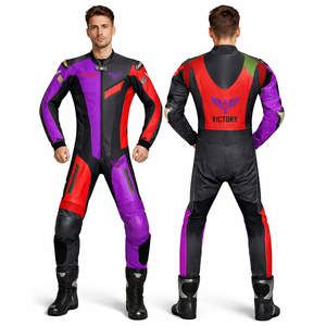 Traje de Cuero Personalizado de Una Pieza para Motociclismo de Carreras, Multicolor, Equipo de Protección Profesional para Motociclistas con Armadura CE para Pista - Product Image 2