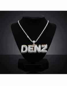 <b>Iced</b> <b>Out</b> DENZ Letter Pendant <b>Chain</b> Moissanite for Men 10K 14K Gold Silver Hip Hop Necklace Luxury Statement Jewelry Gift for Him - Product Image 5