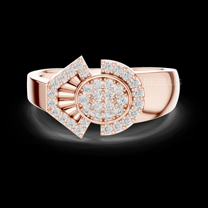 Anillo de cóctel Art Deco brillante de 0.5 quilates con diamantes cultivados en laboratorio, banda arquitectónica de platino, fuego excepcional y centelleo excepcional - Product Image 5