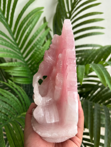 Statue de Ganesha en quartz rose sculptée à la main, idole décorative du dieu hindou Ganesh Murti pour la maison, le temple ou comme cadeau - Product Image 5